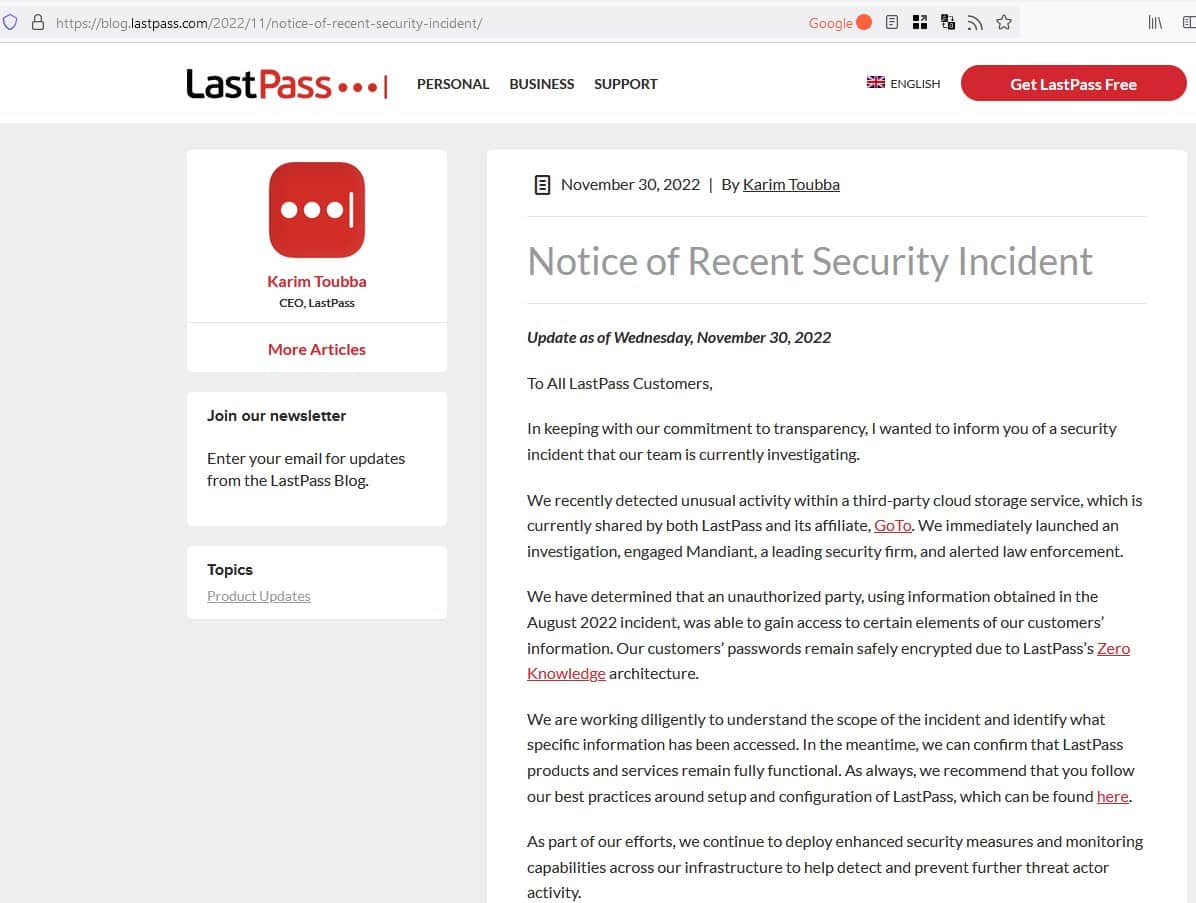 LastPass Hit by Another Data Breach: Customer Support Case Data Stolen in Klue Supply Chain Attack